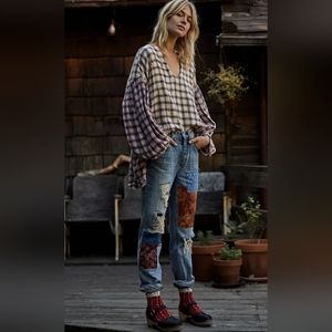 Free People Belladonna Patchwork Jean's size 26 new with tags